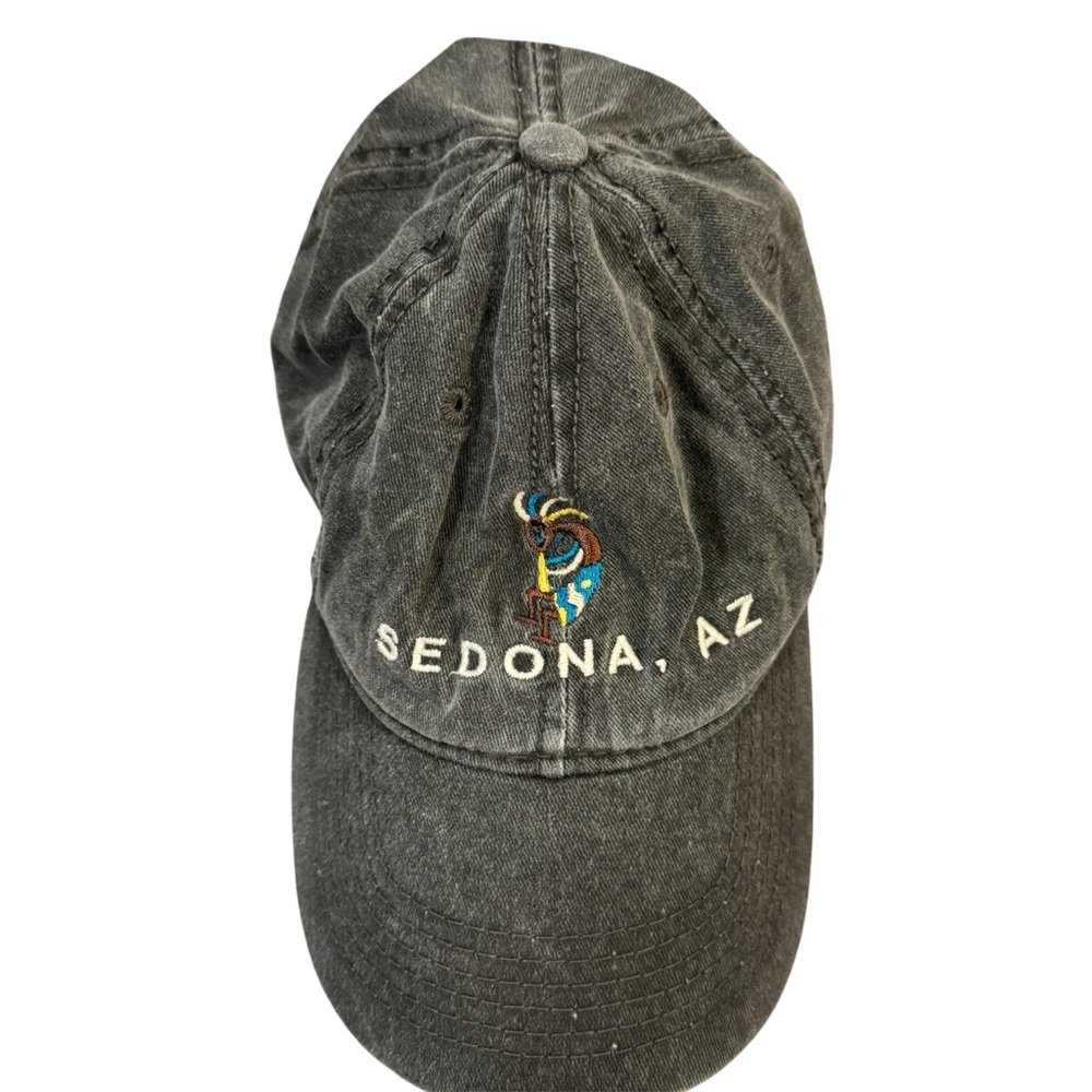 Sedona, AZ Kokopelli Embroidered Faded Black Denim Cotton Baseball Cap